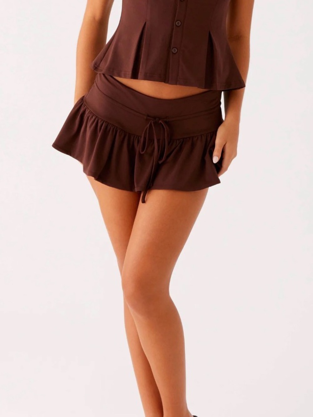Peppermayo brown flare mini skirt
